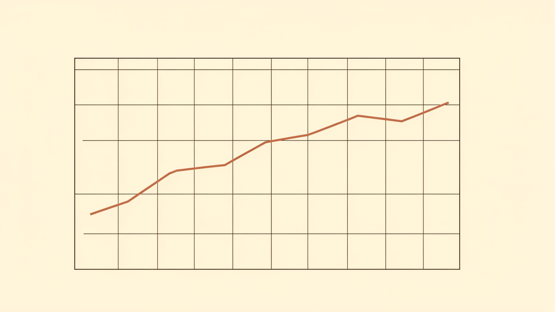 Calendar grid abstraction with a thin trend line.
